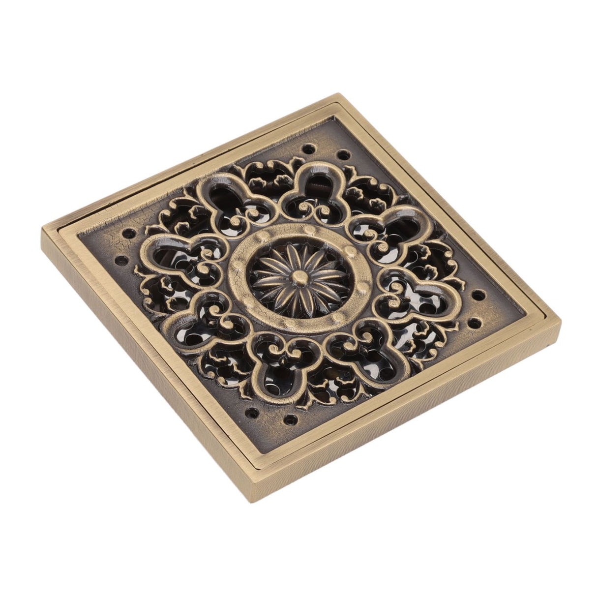 Copper Floor Drain Squared Retro Large Flow Odor Proof Shower Drain for Bathroom