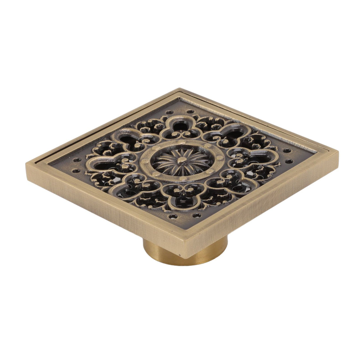 Copper Floor Drain Squared Retro Large Flow Odor Proof Shower Drain for Bathroom