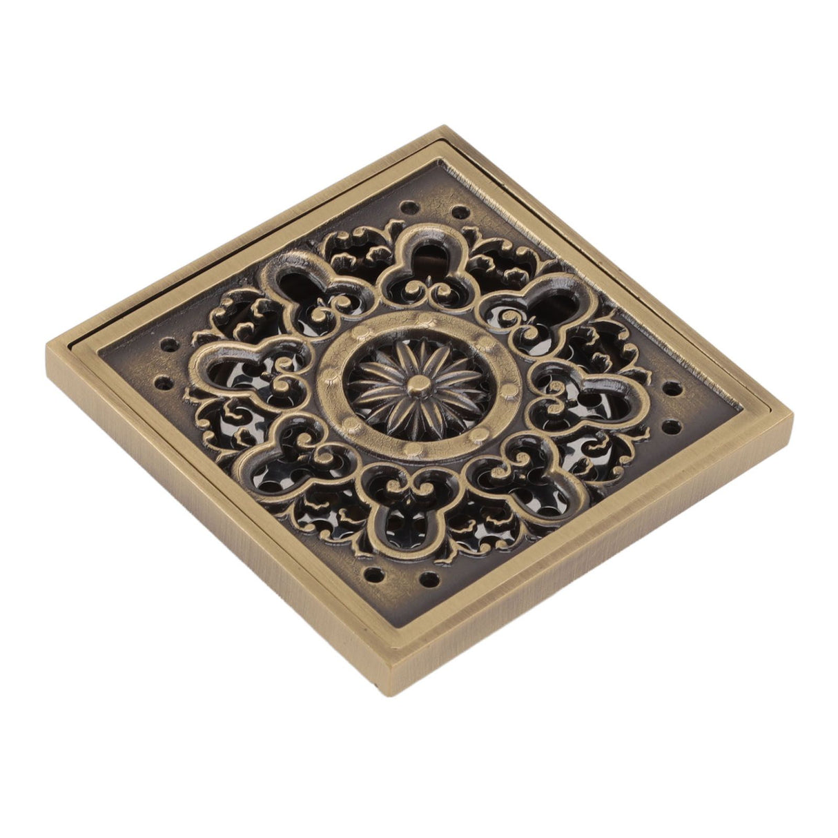 Copper Floor Drain Squared Retro Large Flow Odor Proof Shower Drain for Bathroom