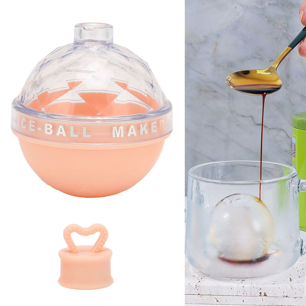 Ice Ball Mould Soft Bottom Cute Shape Round Ice Mold Maker for Wine Coffee Fruit Tea Pink