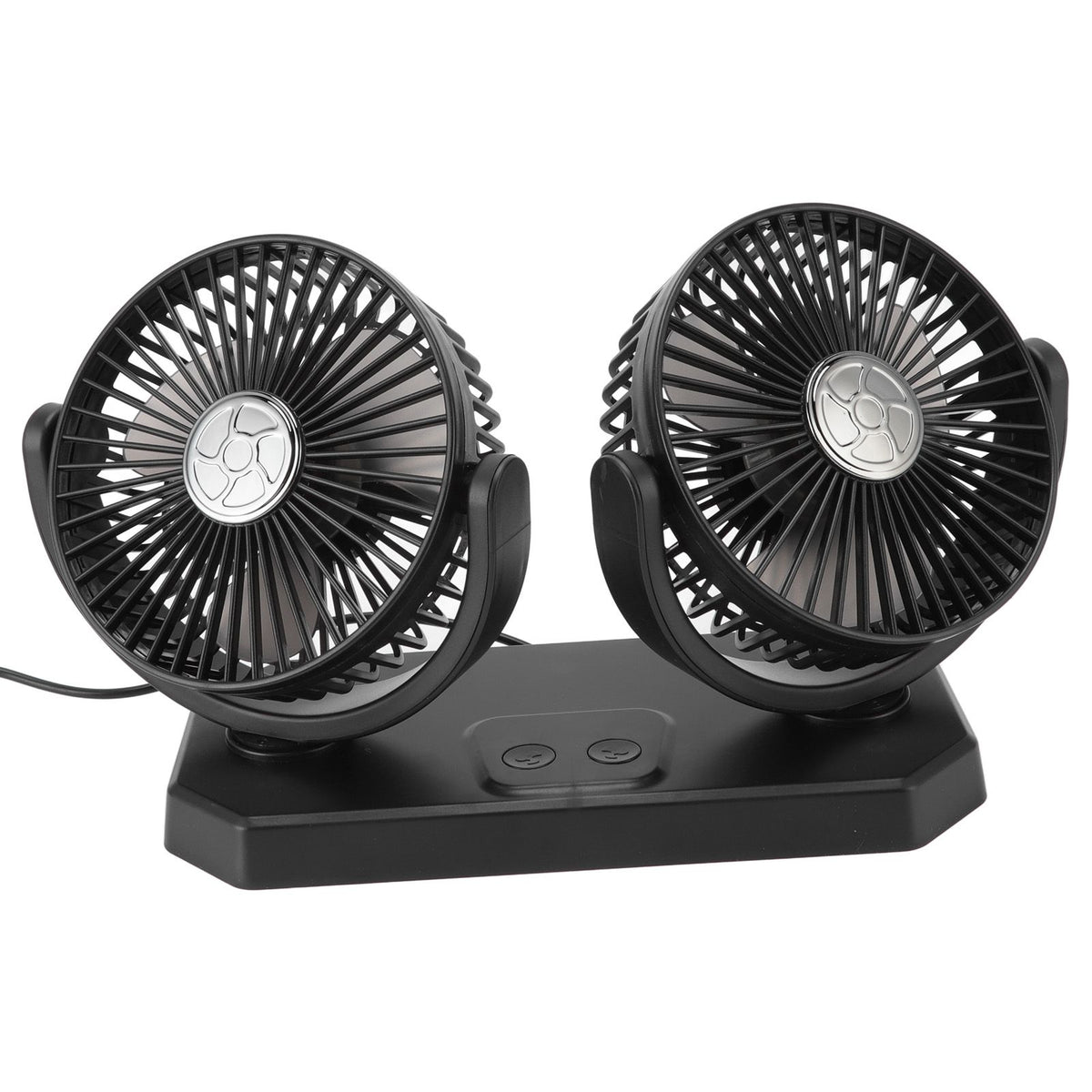 12V Double Head Electric Fan Double Control 3 Gears Strong Wind USB Charging Car Cooling Fan for Minivan Trucks