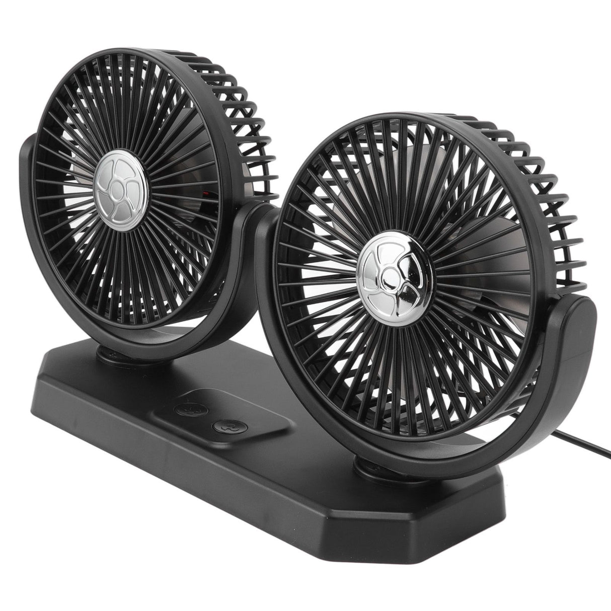 12V Double Head Electric Fan Double Control 3 Gears Strong Wind USB Charging Car Cooling Fan for Minivan Trucks