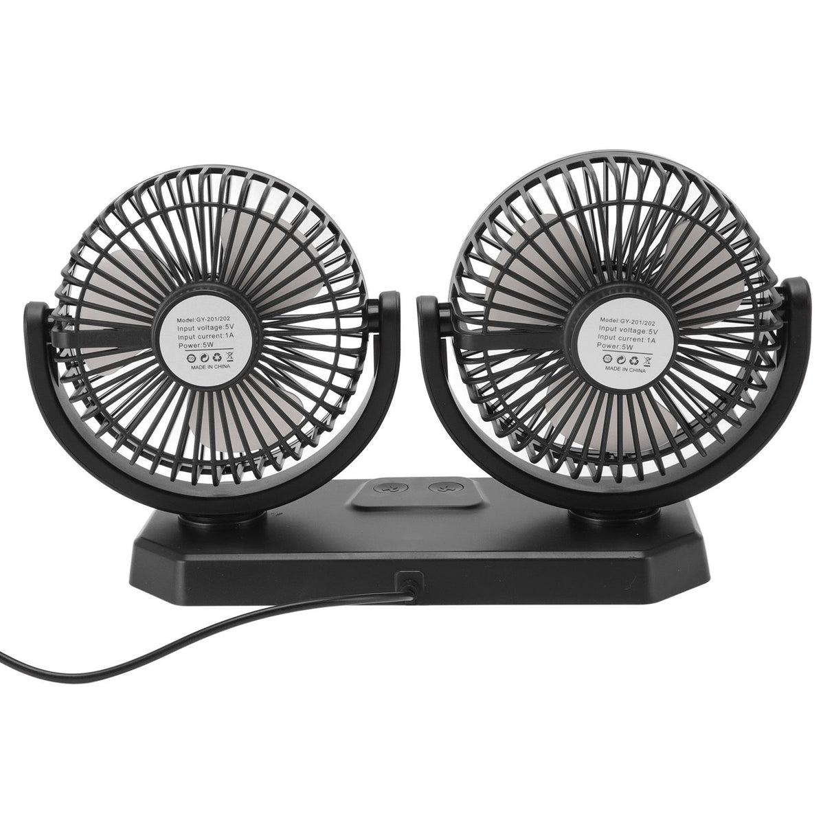 12V Double Head Electric Fan Double Control 3 Gears Strong Wind USB Charging Car Cooling Fan for Minivan Trucks