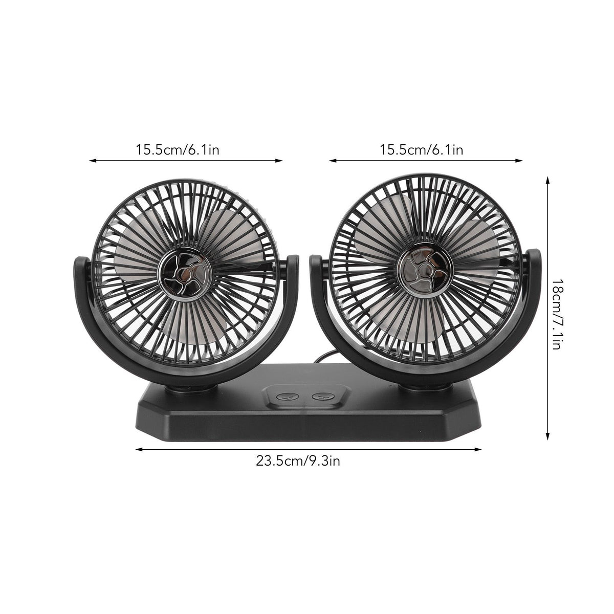 12V Double Head Electric Fan Double Control 3 Gears Strong Wind USB Charging Car Cooling Fan for Minivan Trucks
