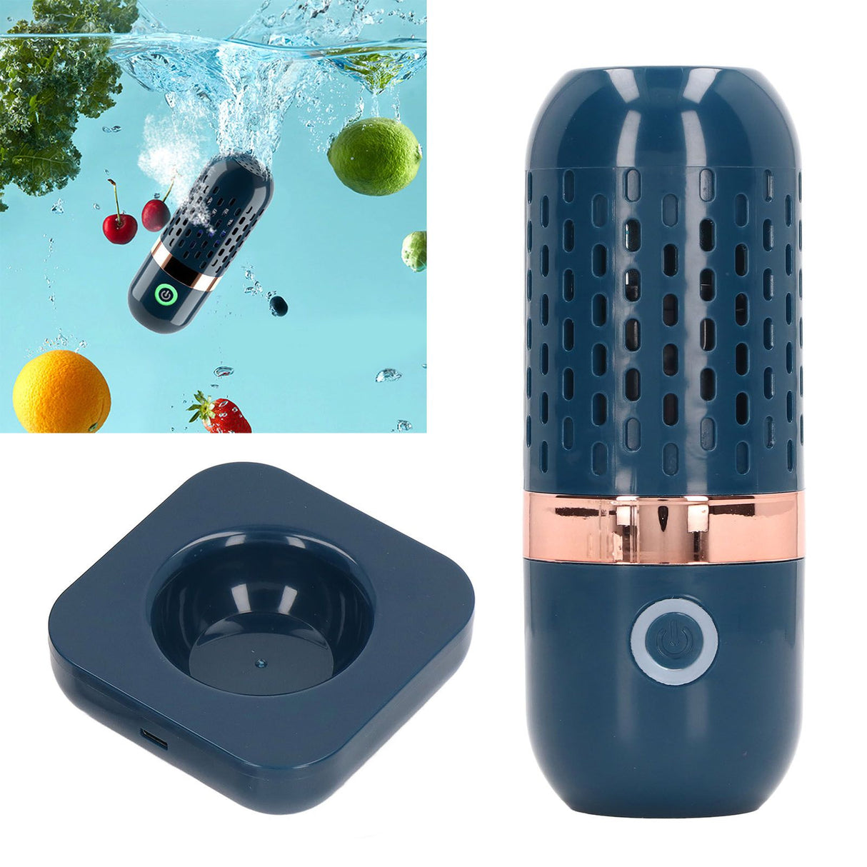 Automatic Vegetable Washing Machine Household Capsule Shape USB Charging Food Purifier for Fruits Rice Meat