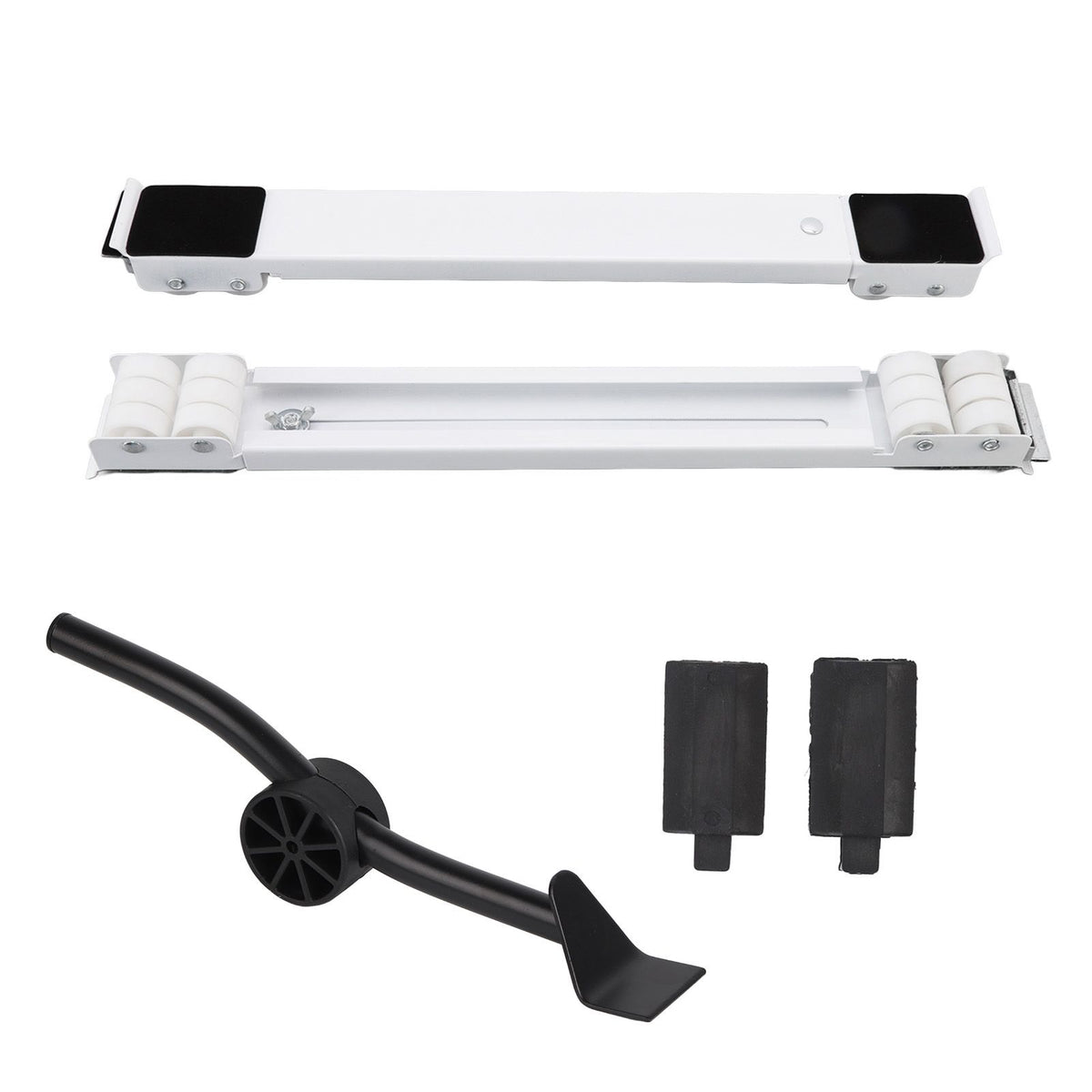 Universal Appliances Pulley Bracket 300KG Load Bearing Retractable Moving Rollers Base with Pry Bar for Washing Machine White