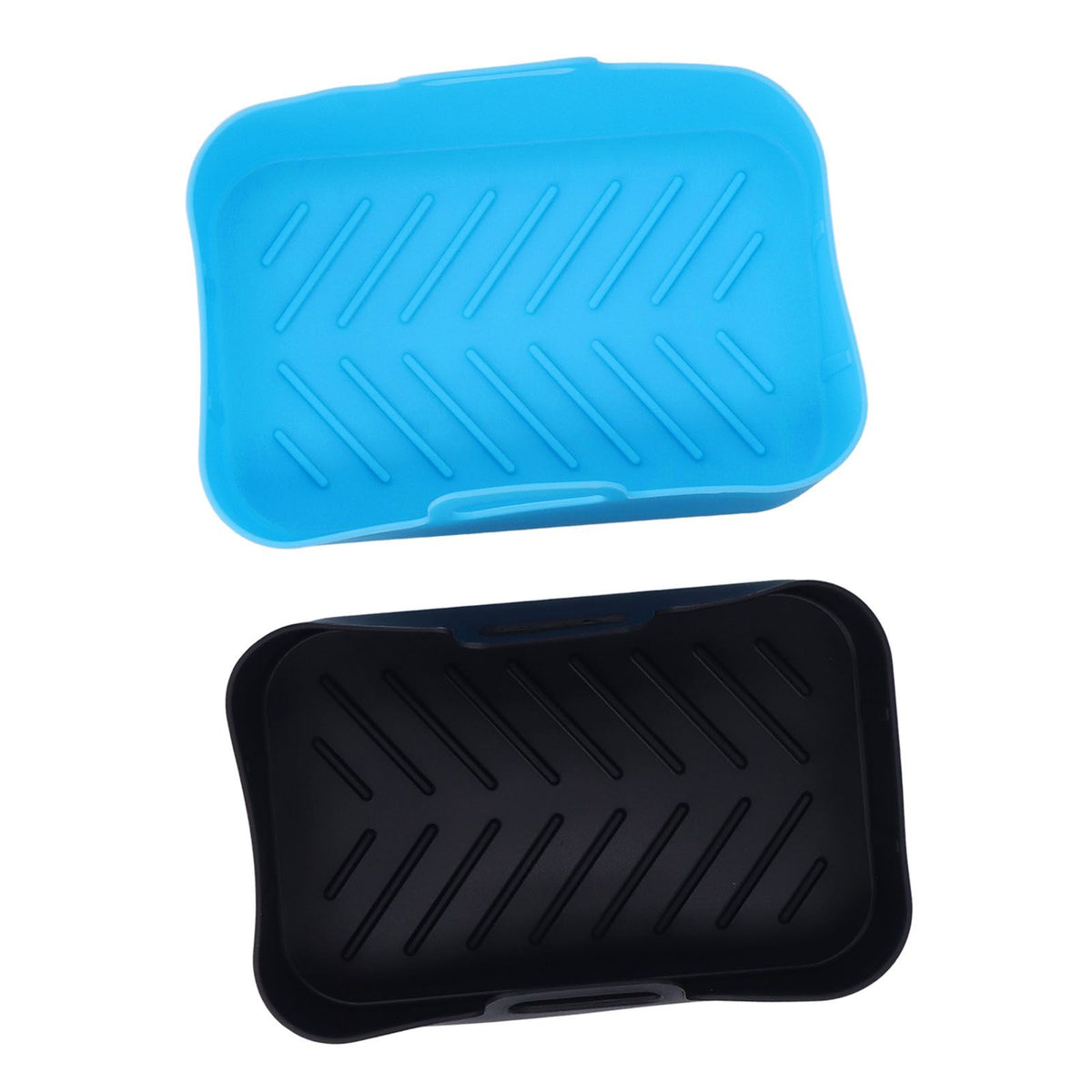 2pcs Fryer Silicone Pot Non Stick Reusable Liner Basket Replacement for Ninja DZ201 Foodi 8QT Blue and Black