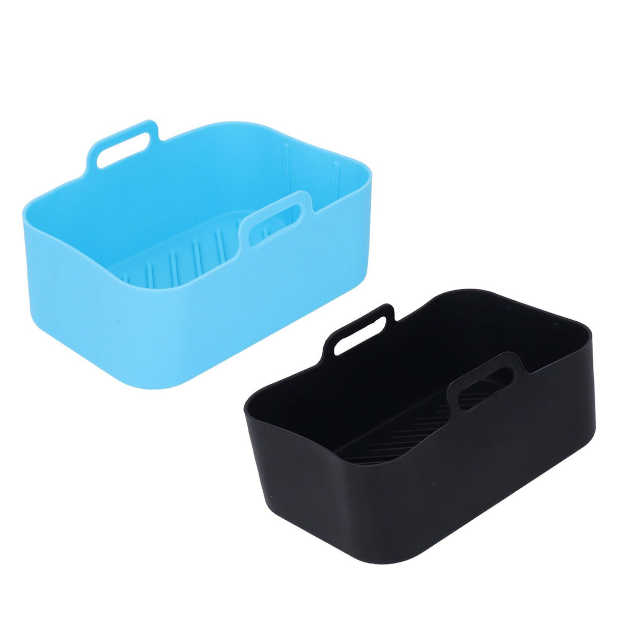 2pcs Fryer Silicone Pot Non Stick Reusable Liner Basket Replacement for Ninja DZ201 Foodi 8QT Blue and Black