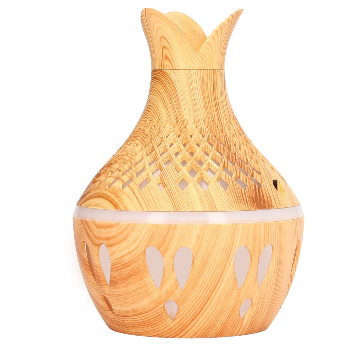 Aromatherapy Humidifier 300ml USB Powered Wood Grain Desktop Humidifier with LED Color Light for Home Bedroom