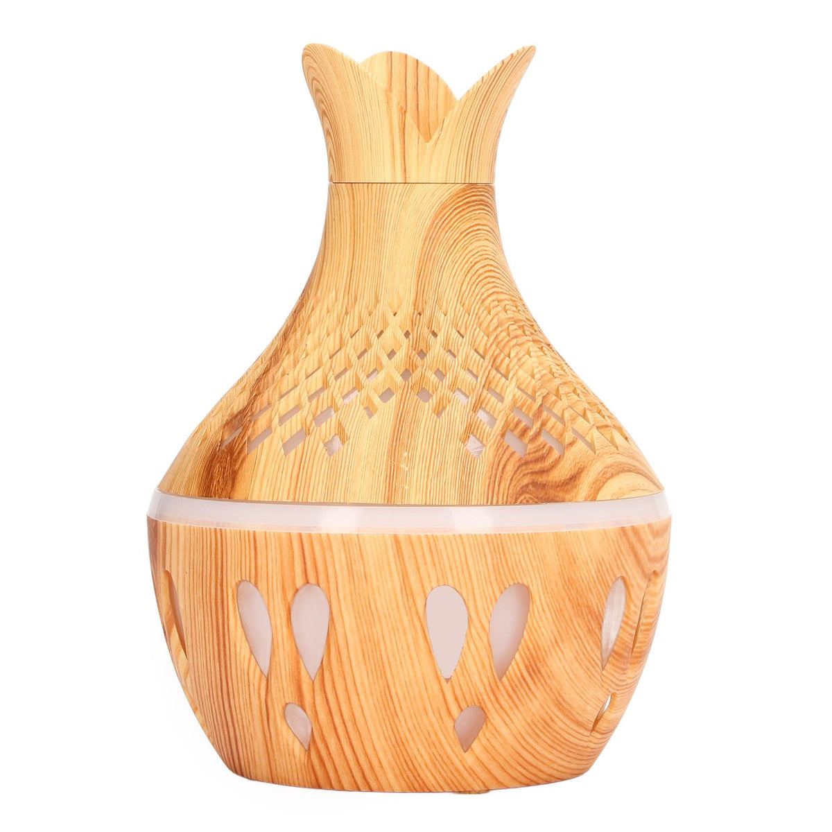 Aromatherapy Humidifier 300ml USB Powered Wood Grain Desktop Humidifier with LED Color Light for Home Bedroom
