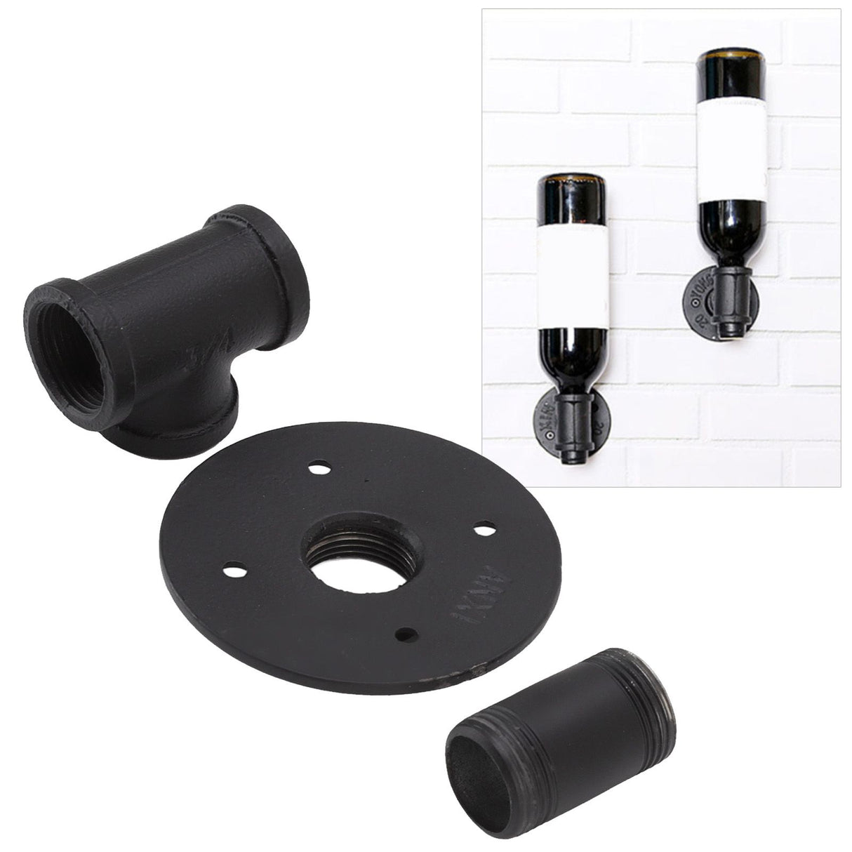 2 Sets Single Bottle Wine Rack Iron Wall Mounted Hanging Wine Display Holder for Bar Home Decoration