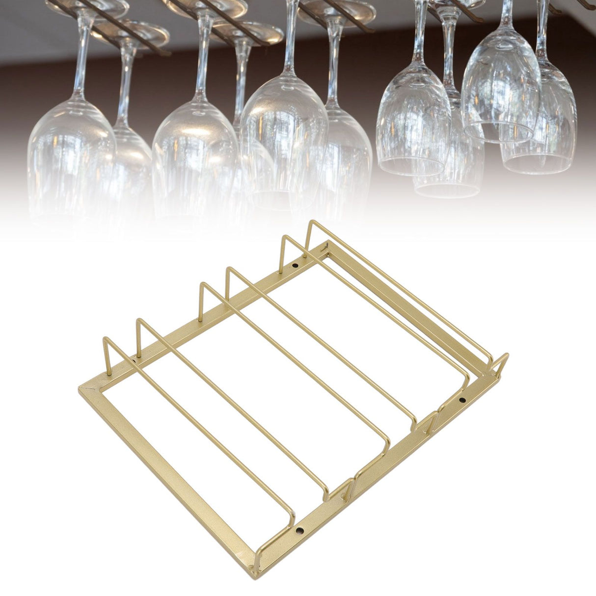 Iron Art Upside Down Wine Glass Holder European Style Hanging Wine Glass Rack Under Cabinet Gold