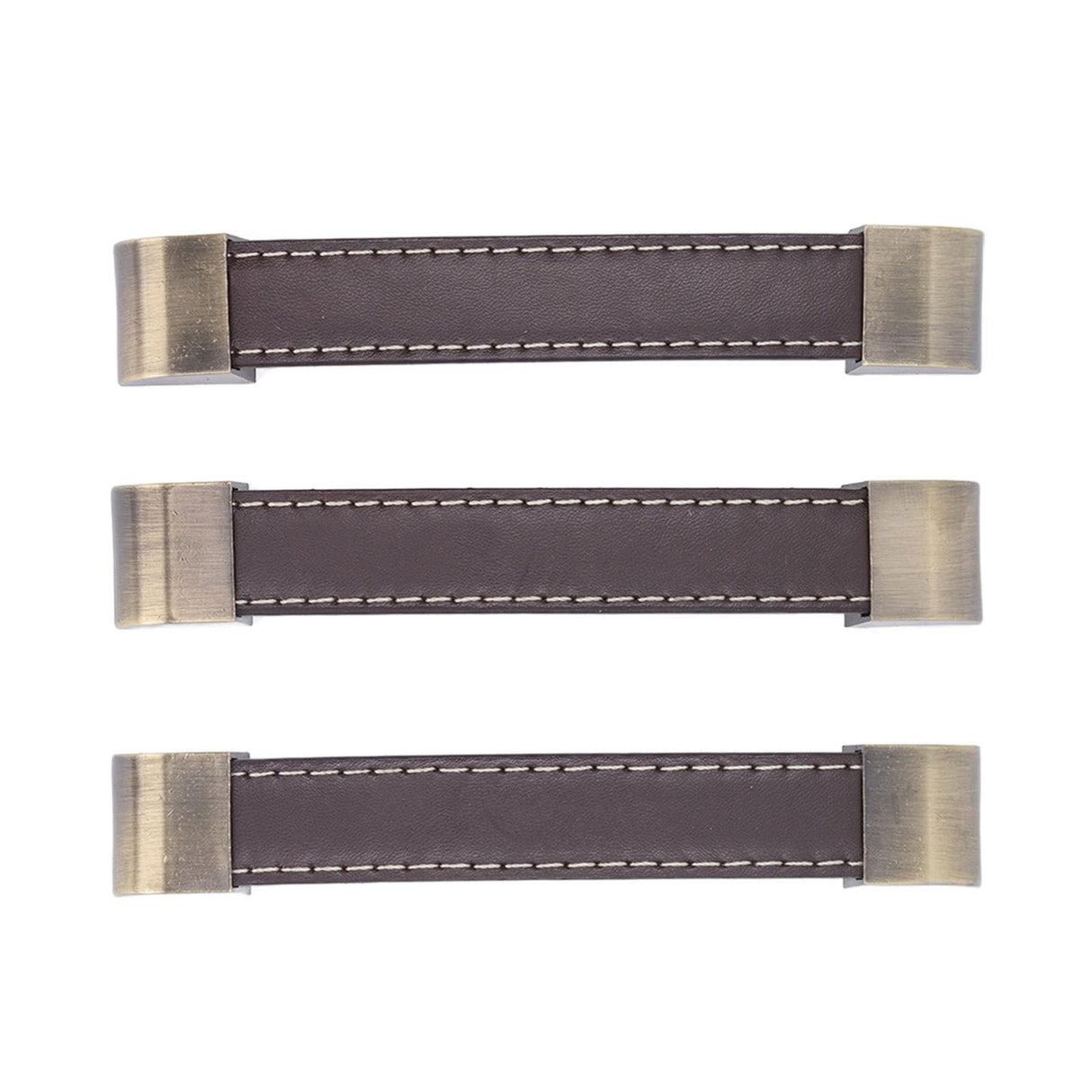 3Pcs Wardrobe Door Leather Handle Antique Drawer Pull Handle Luggage Wine Box Handle Brown
