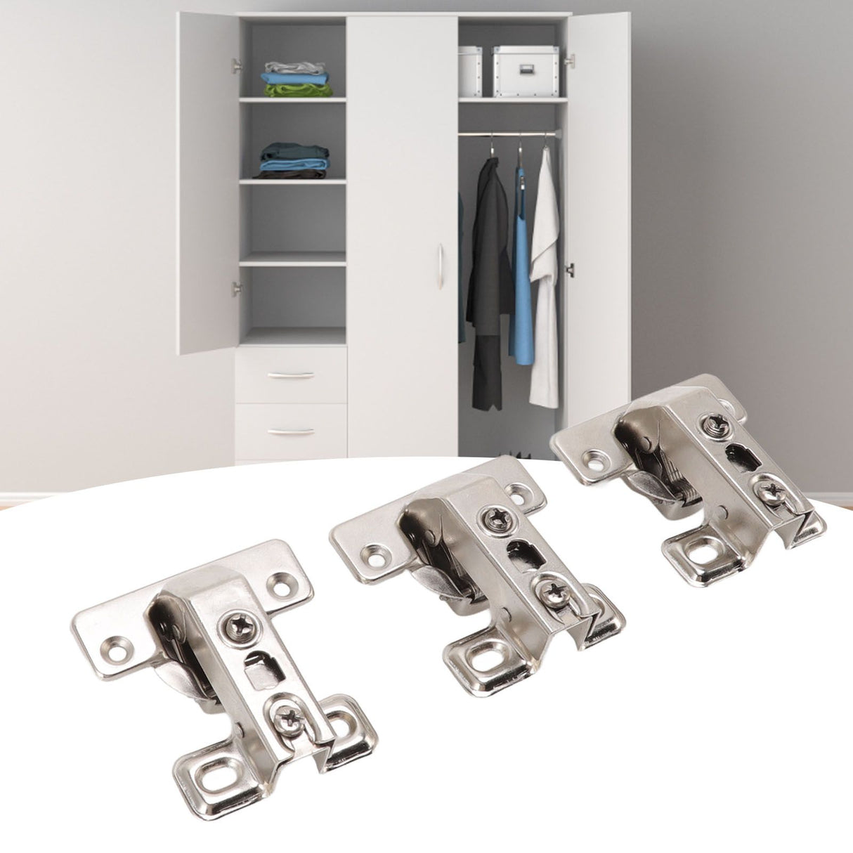 3Pcs Folding Hinges Zinc Alloy 180 Degree Integral Short Arm Hinge Set Hardware for Cabinet Wardrobe Door Table