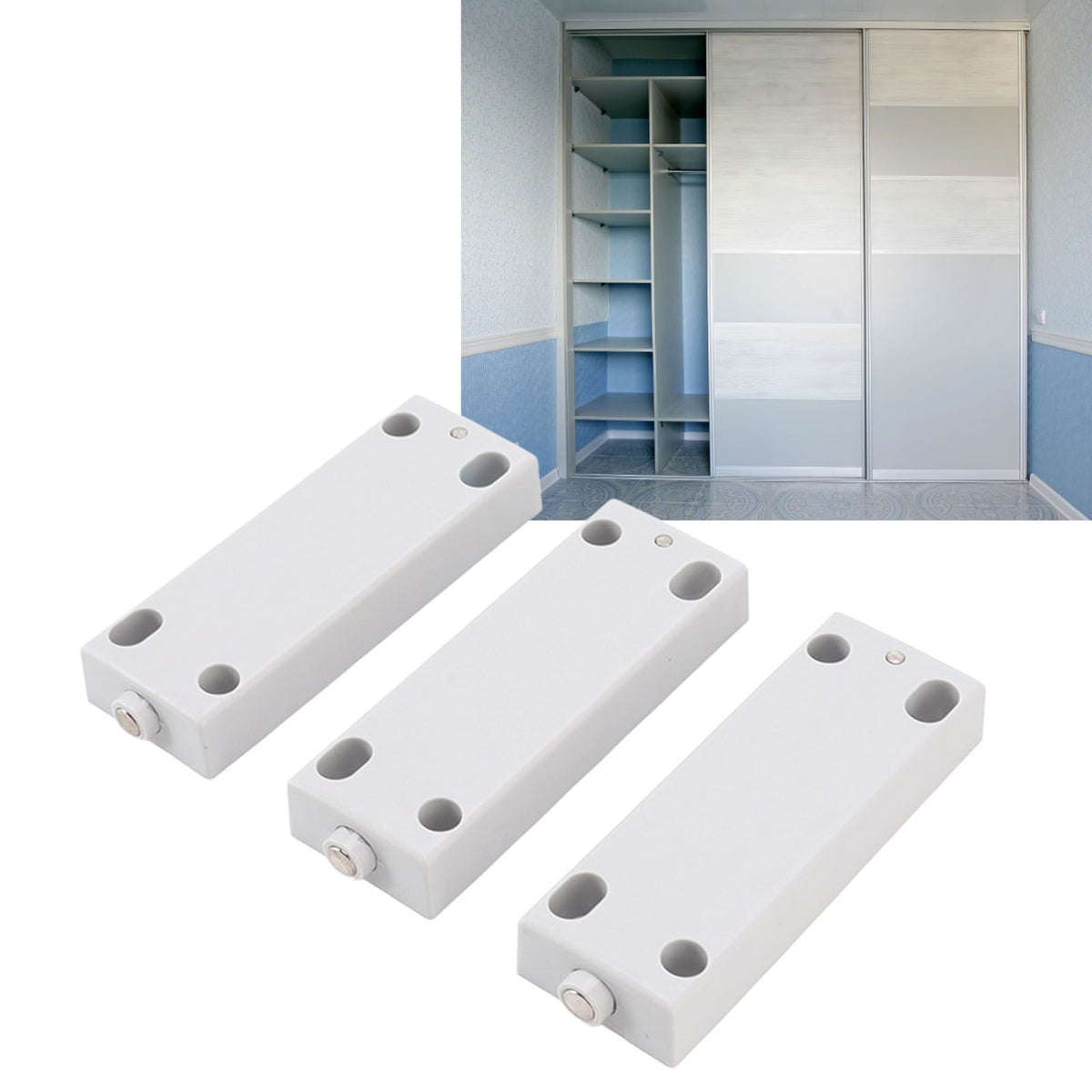 3pcs Magnetic Touch Push Open Latch Adjustable Drawer Wardrobe Magnetic Push Catch for 2.5m Cabinet Door 30‑50N