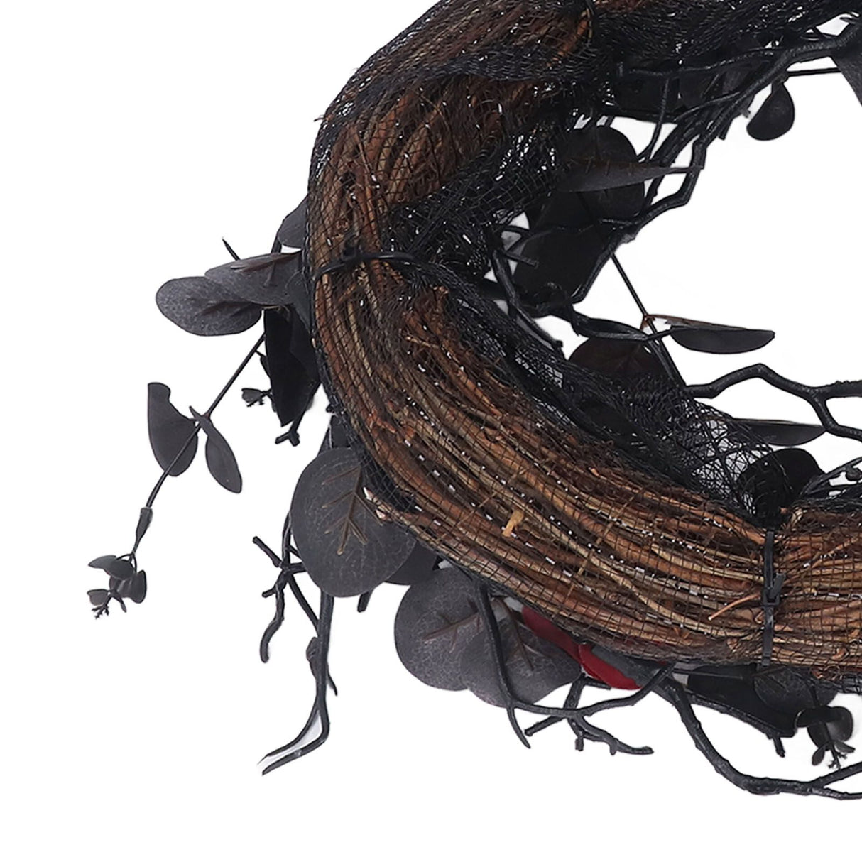 Halloween Wreath Dead Black ABS Artificial Branches Design with Red Flower Door Wreath Garland for Decoration
