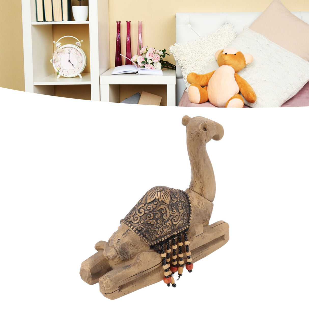 Camel Statue Durable Resin Flat Bottom Retro Style Exquisite Luster Camel Ornament for Home Office Decoration