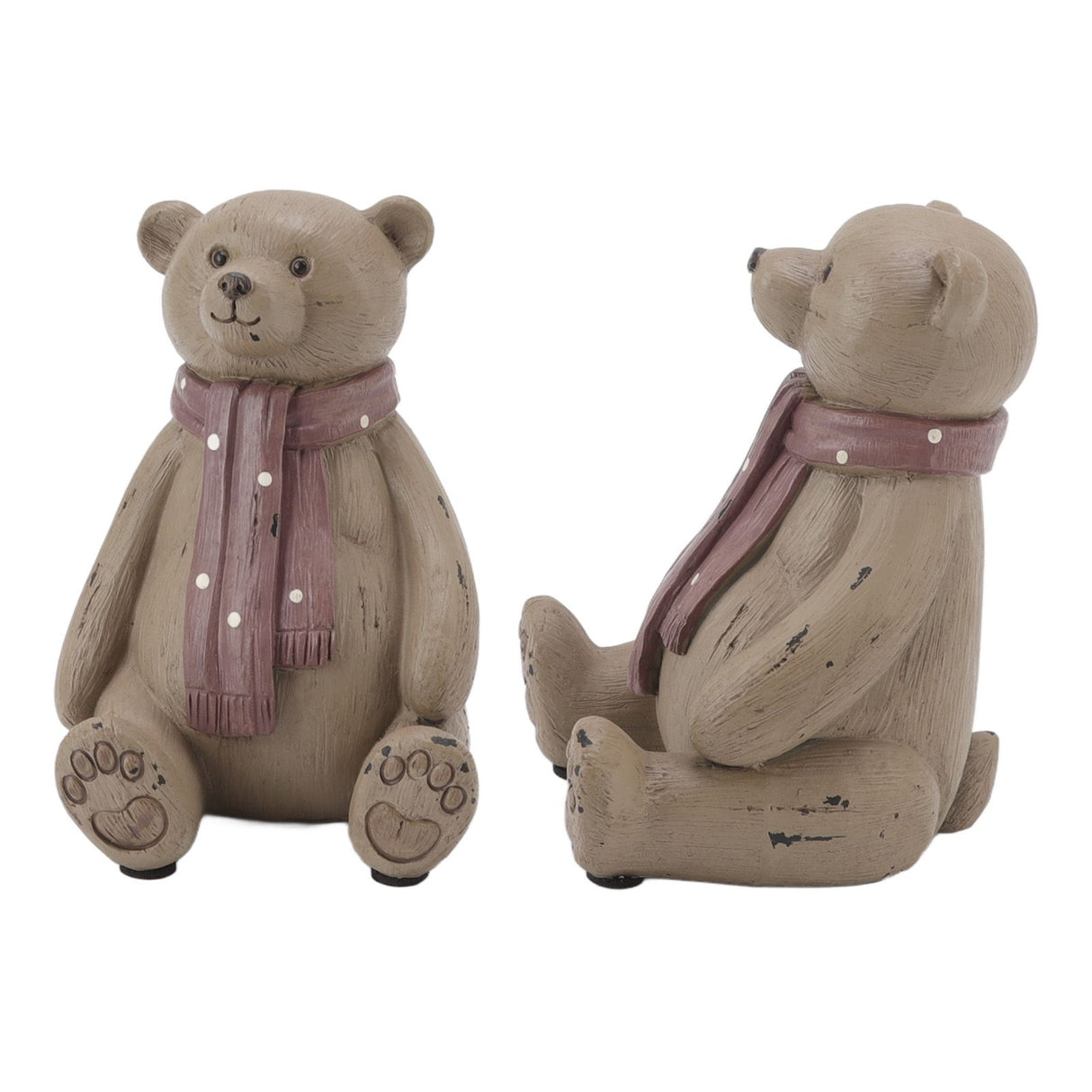 Scarf Bear Ornament Exquisite Workmanship Resin Bear Statue with Antislip Soft Rubber Pad for Living Room Porch