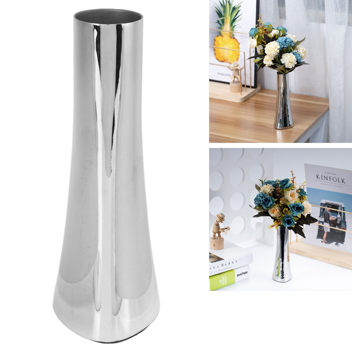 Tabletop Vase 304 Stainless Steel Light Luxury Table Flower Holder for Home Decoration
