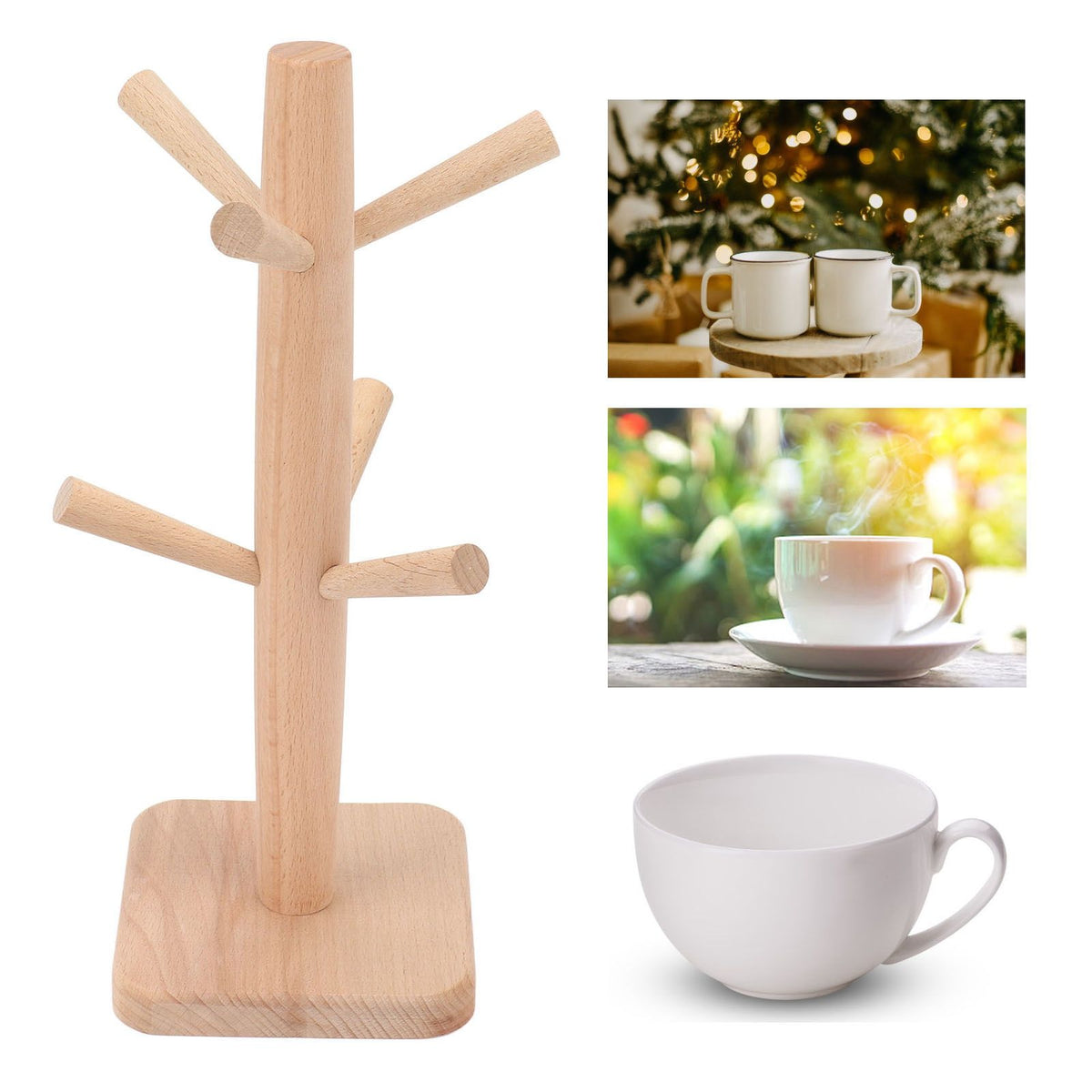 Coffee Cup Holder Beech Furrow Design in Bulk Mug Tree Cup Storage Rack for Kitchen Home