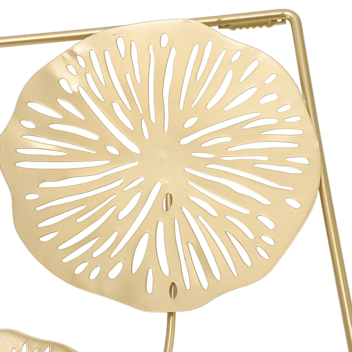Iron Hanging Wall Decor Hollowed Rectangular Golden Flower Home Ornament for Living Room Coffee Bar