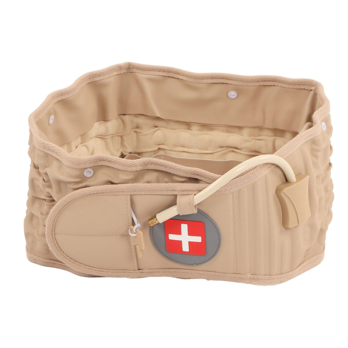 Back Decompression Belt Inflatable Relaxing Muscles Traction Function TPU Material Lower Back Support Device Khaki Silver Inflator L