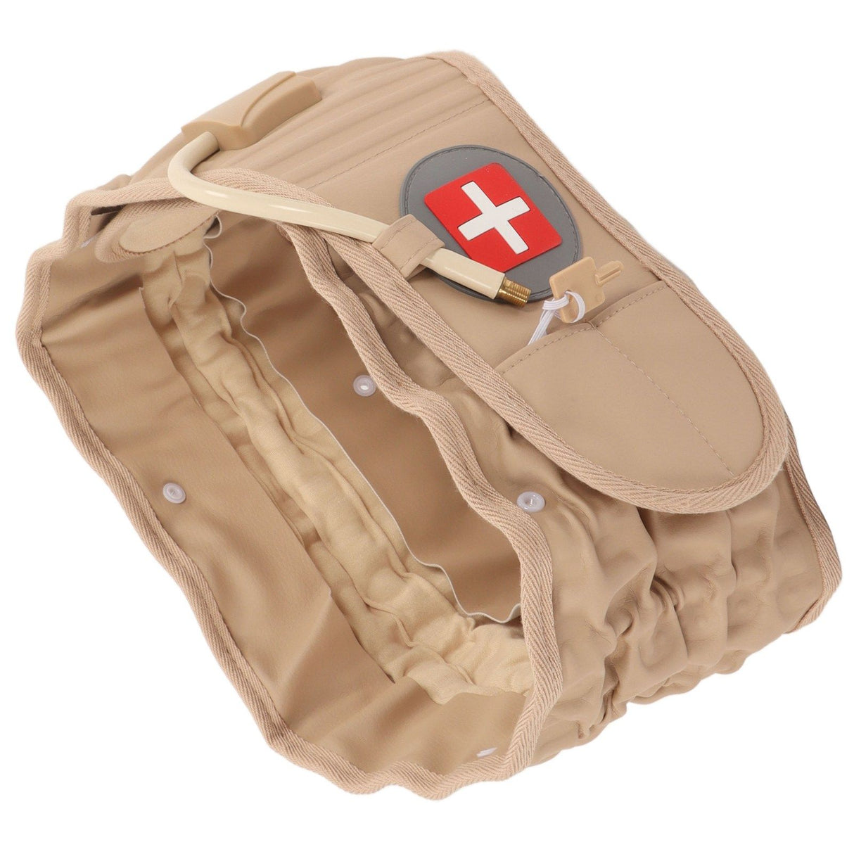 Back Decompression Belt Inflatable Relaxing Muscles Traction Function TPU Material Lower Back Support Device Khaki Silver Inflator L