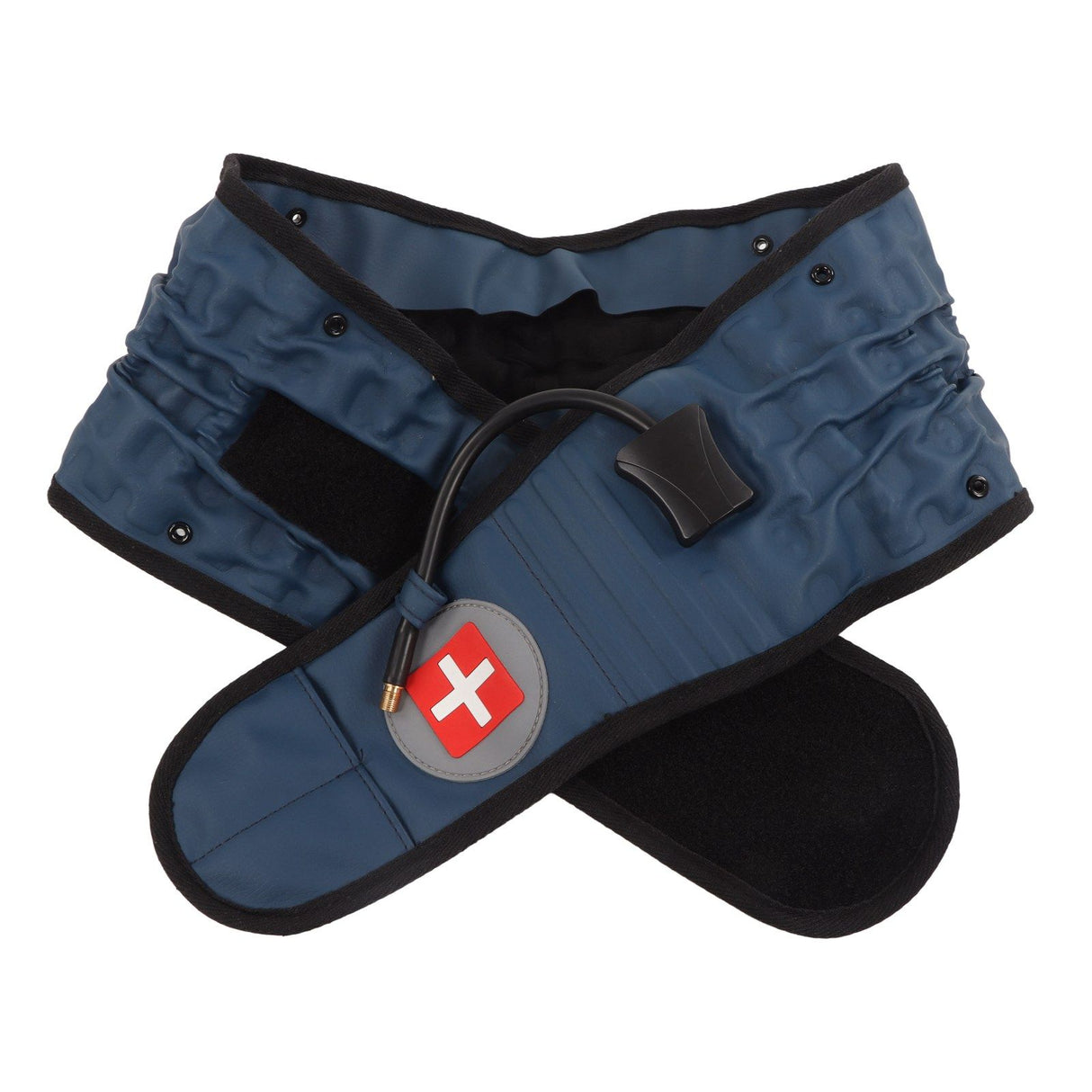 Back Decompression Belt Inflatable Relaxing Muscles Traction Function TPU Material Lower Back Support Device Blue Silver Inflator L