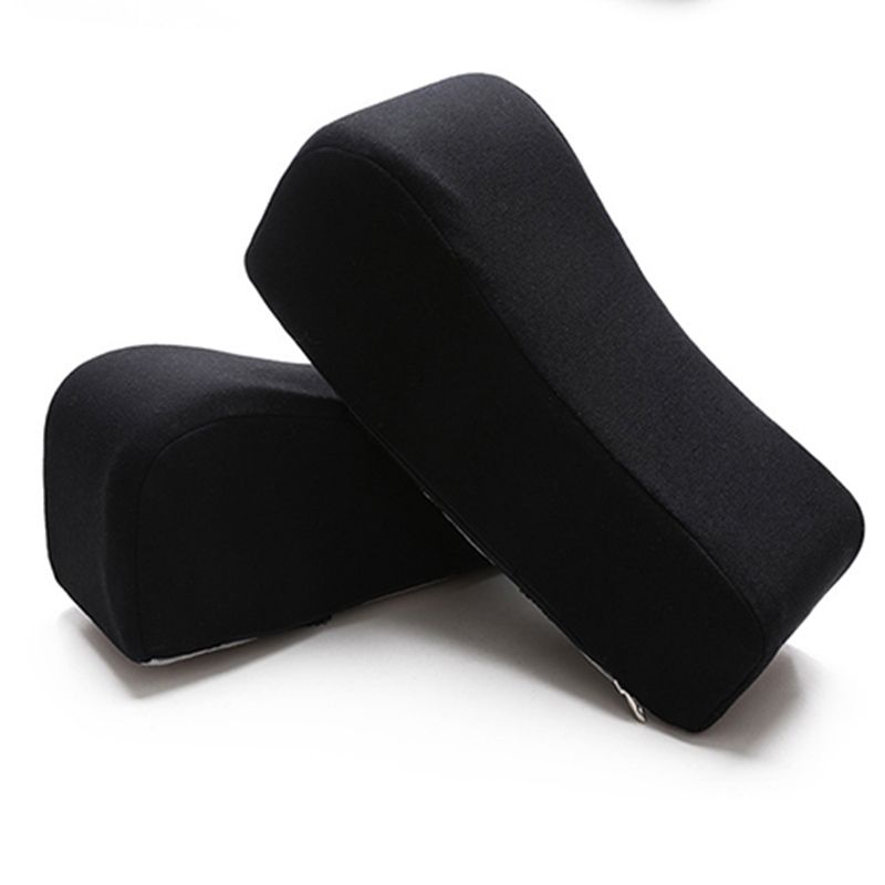Ergonomic Chair Armrest Pads Gaming Chair Armrest Cushions Elbow Pillow Curved Model for Computer Wheelchair Black Cotton Front 10cm Back 7cm