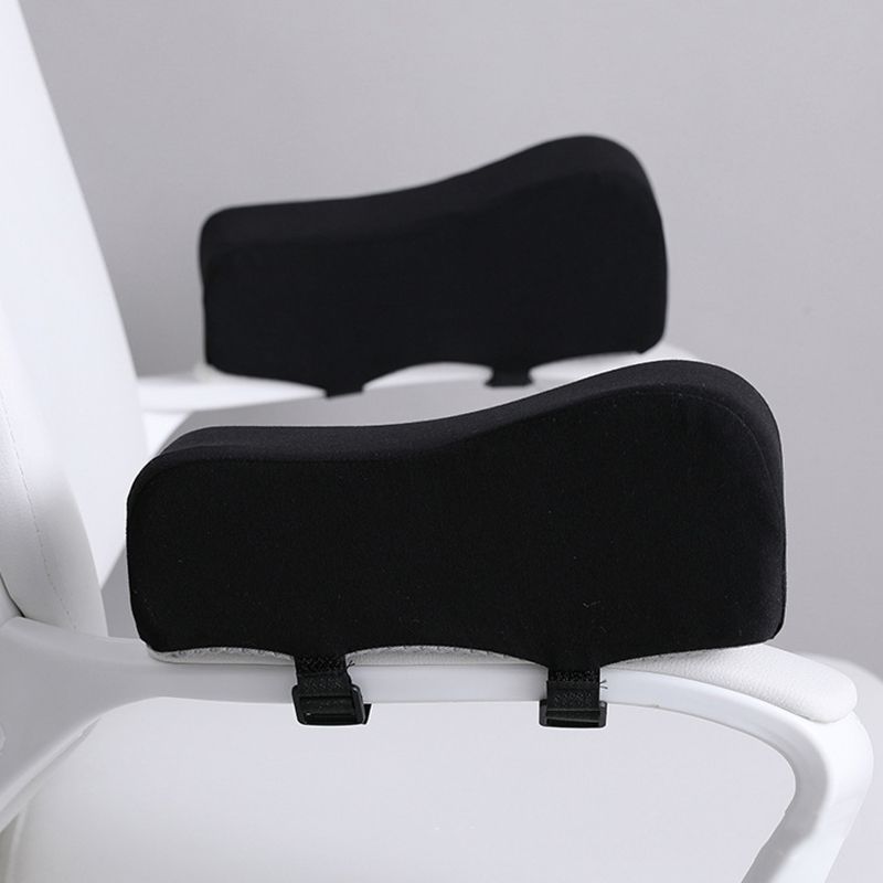 Ergonomic Chair Armrest Pads Gaming Chair Armrest Cushions Elbow Pillow Curved Model for Computer Wheelchair Black Cotton Front 10cm Back 7cm