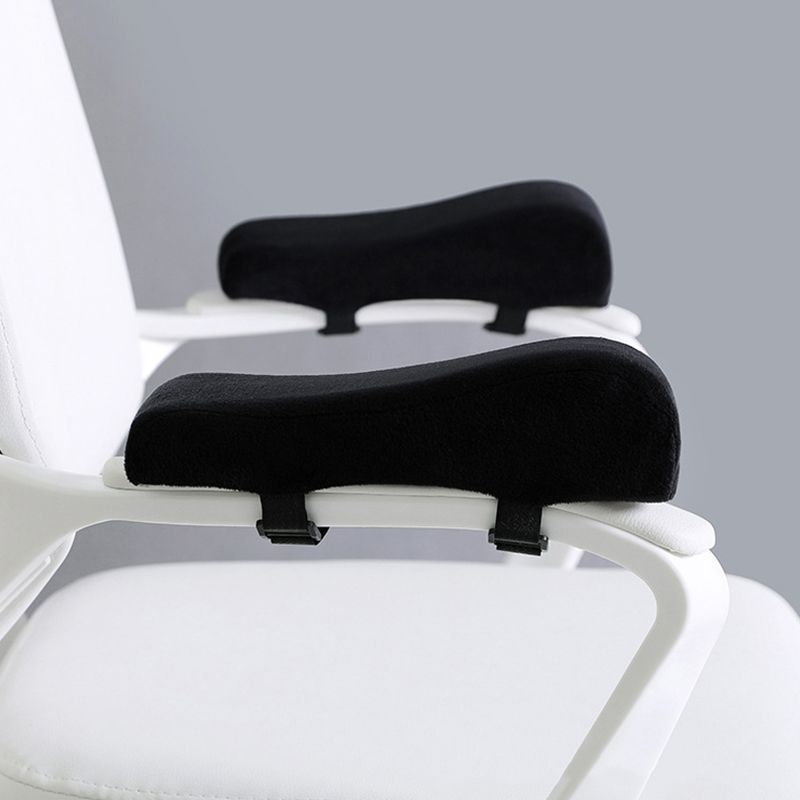 Ergonomic Chair Armrest Pads Gaming Chair Armrest Cushions Elbow Pillow Curved Model for Computer Wheelchair Black Flannel Front 6cm Back 3cm