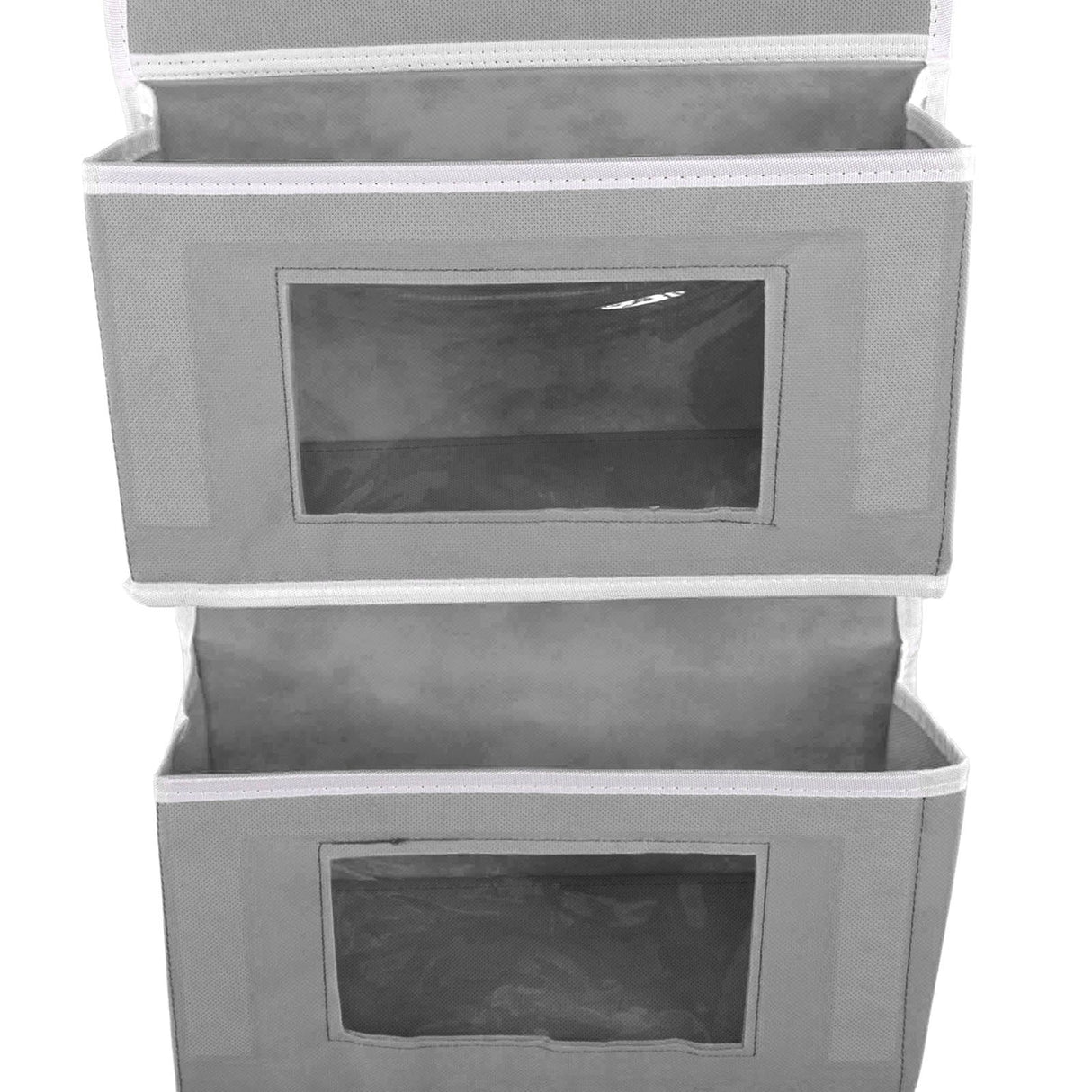 Hanging Closet Organizer Multilayer Strong Load Bearing Capacity Nonwoven Over Door Organizer Hanging Organizer with 2 Hooks Grey 4 Compartments