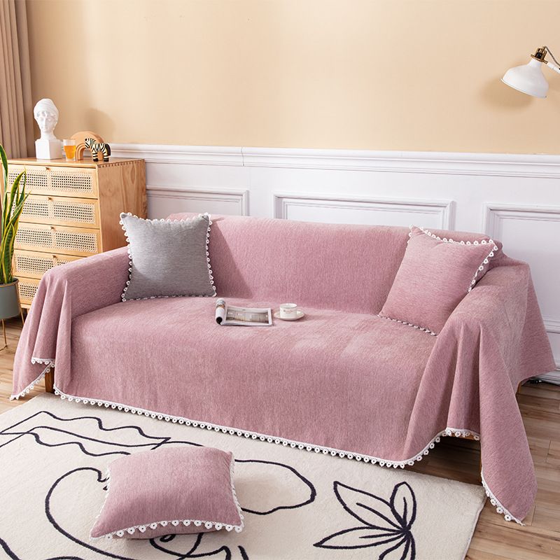 Sofa Cover Chenille Nylon Multipurpose Machine Washable Couch Slipcover for All Seasons Pink 180x300cm/1.97x3.28yd