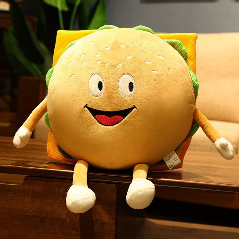 Hamburger Throw Pillow Multi Purpose Plush and PP Cotton Back Pillow for Valentine's Day Birthday Gift Toy Type 3 30cm/11.8in
