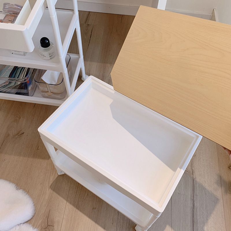 Rolling Cart Large Capacity Eco Friendly PP MDF Sturdy Construction Space Saving Utility Cart For Beauty Salon Dormitory 2 Tier, with Cover and Wheel