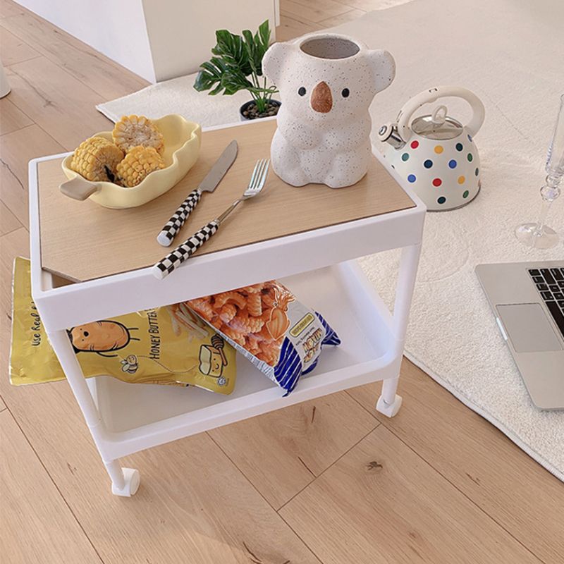 Rolling Cart Large Capacity Eco Friendly PP MDF Sturdy Construction Space Saving Utility Cart For Beauty Salon Dormitory 2 Tier, with Cover and Wheel