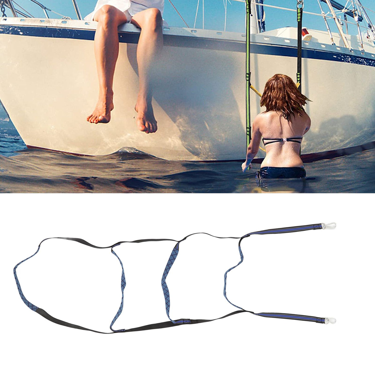 Boat Marine Rope Ladder Boarding Rope Ladder for Inflatable Boat Kayak Motorboat Canoeing Blue 4 Stairs