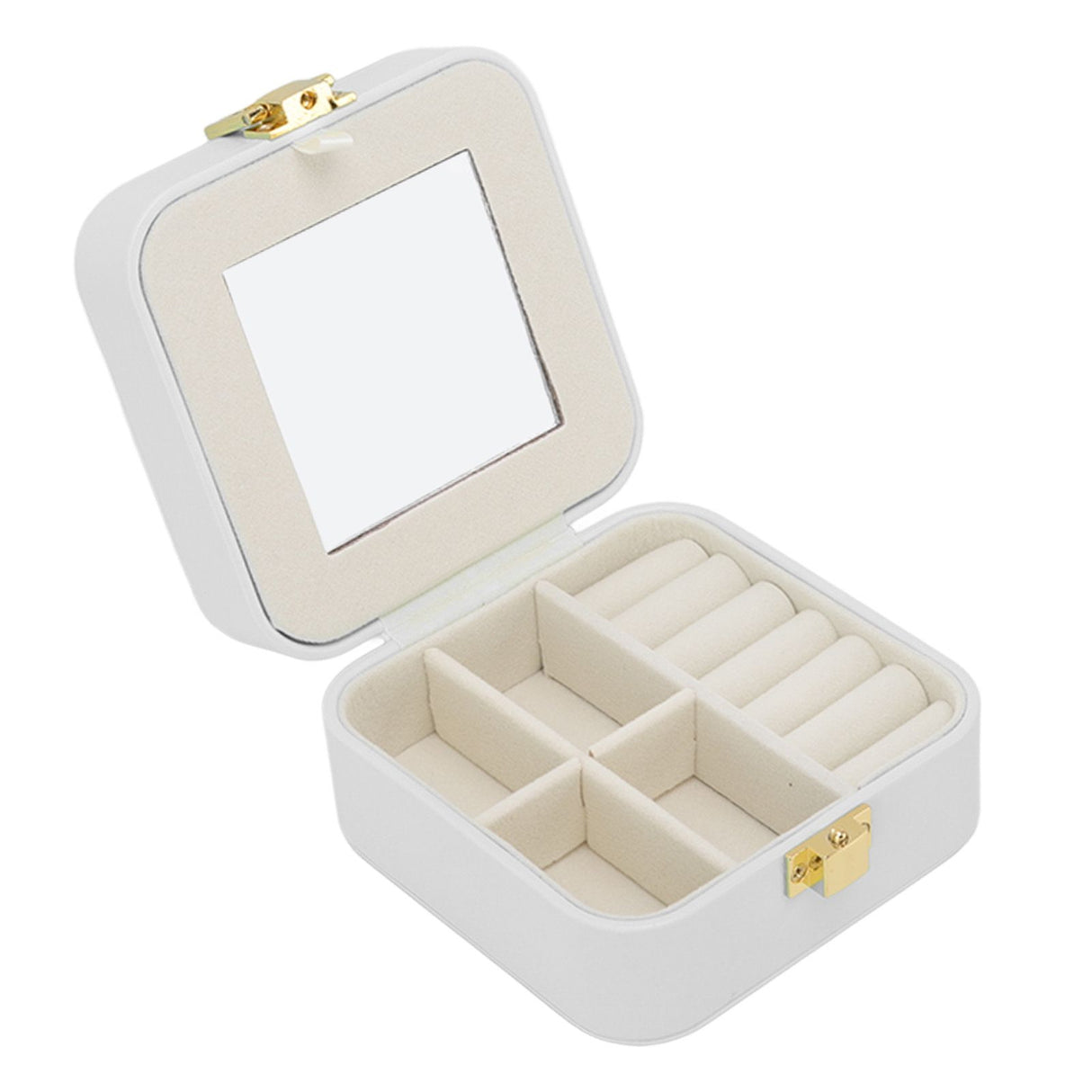 Jewelry Case Small Jewelry Box Organizer Display Storage Portable for Rings and Earrings Beige