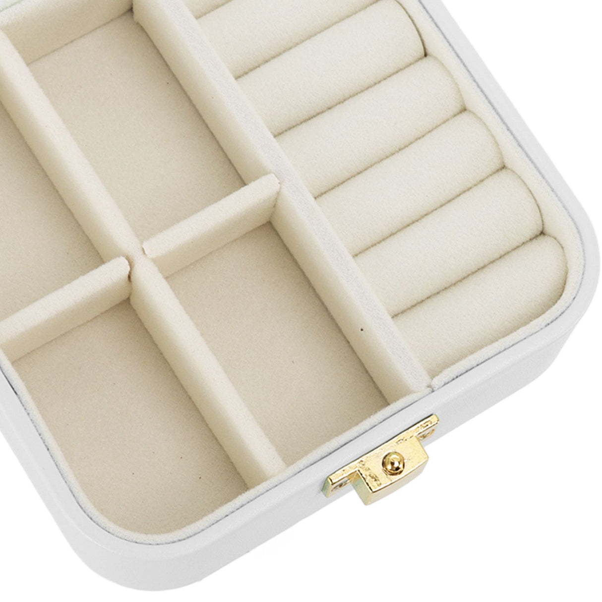 Jewelry Case Small Jewelry Box Organizer Display Storage Portable for Rings and Earrings Beige
