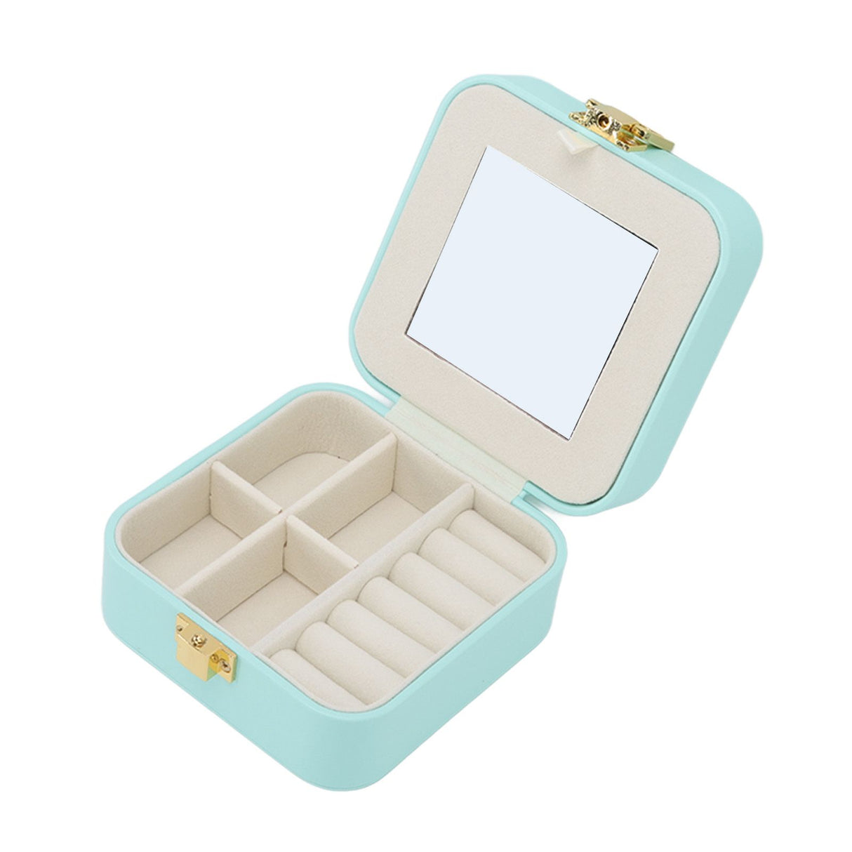 Jewelry Case Small Jewelry Box Organizer Display Storage Portable for Rings and Earrings Mint Green