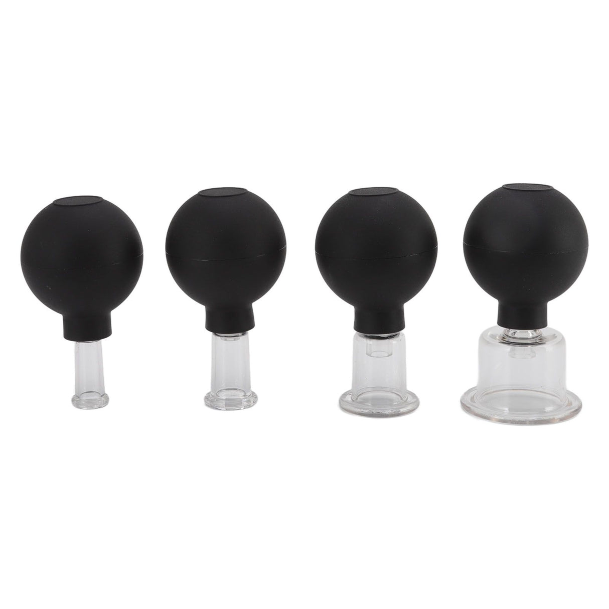4Pcs Glass Cupping Set Black Silicone Ball Massage Vacuum Suction Cupping for Facial Skin