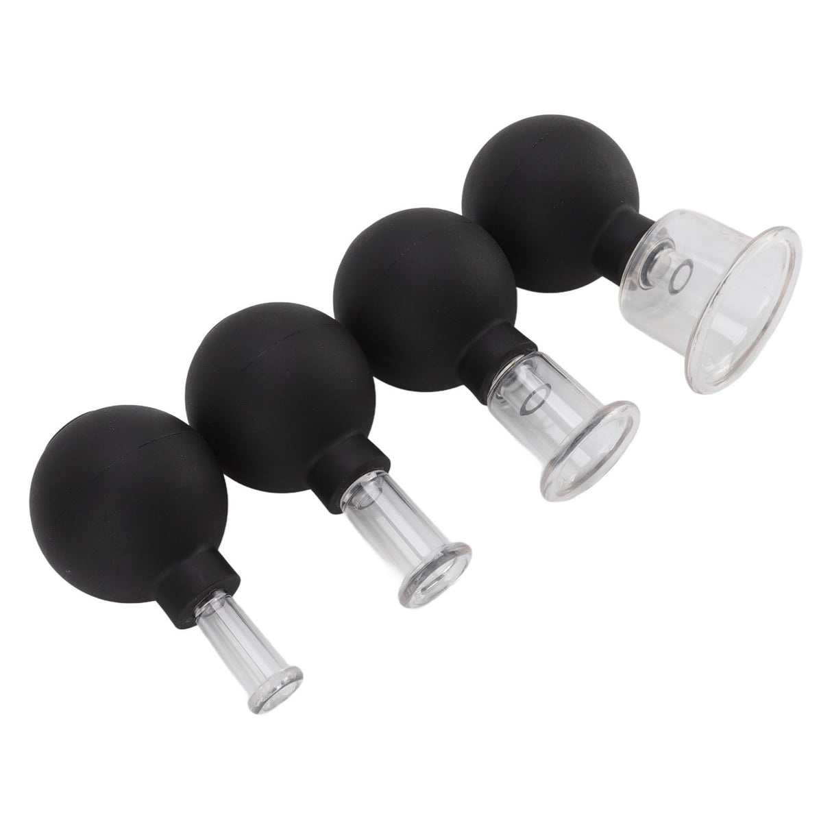 4Pcs Glass Cupping Set Black Silicone Ball Massage Vacuum Suction Cupping for Facial Skin