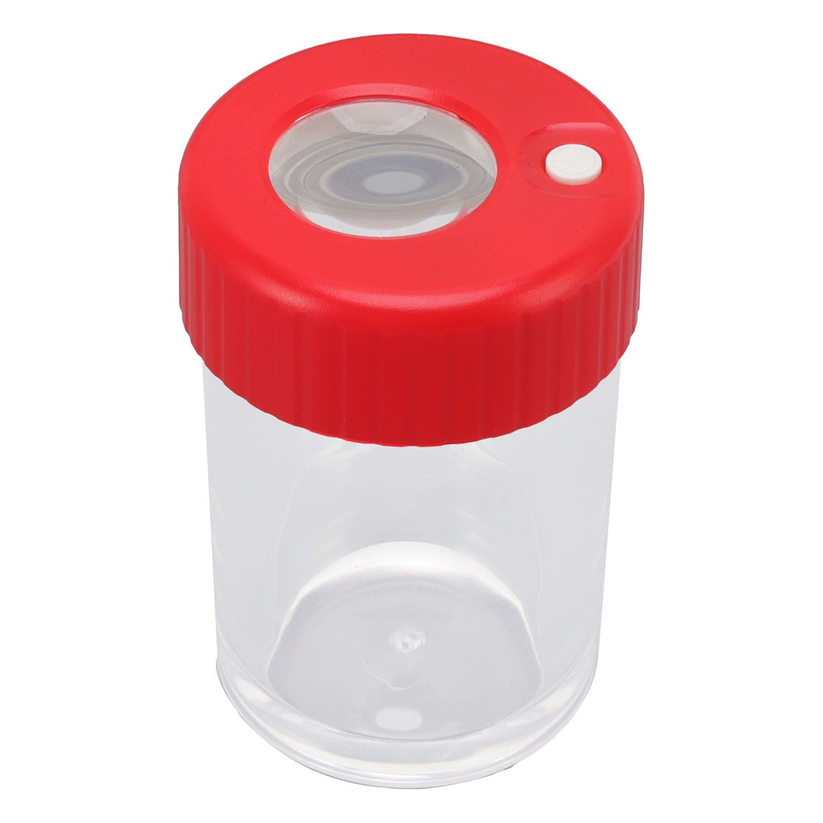 Magnifying Viewing Jar Multifunctional Waterproof Portable Magnifying Glass Storage Jar with LED Light for Tobacco Red