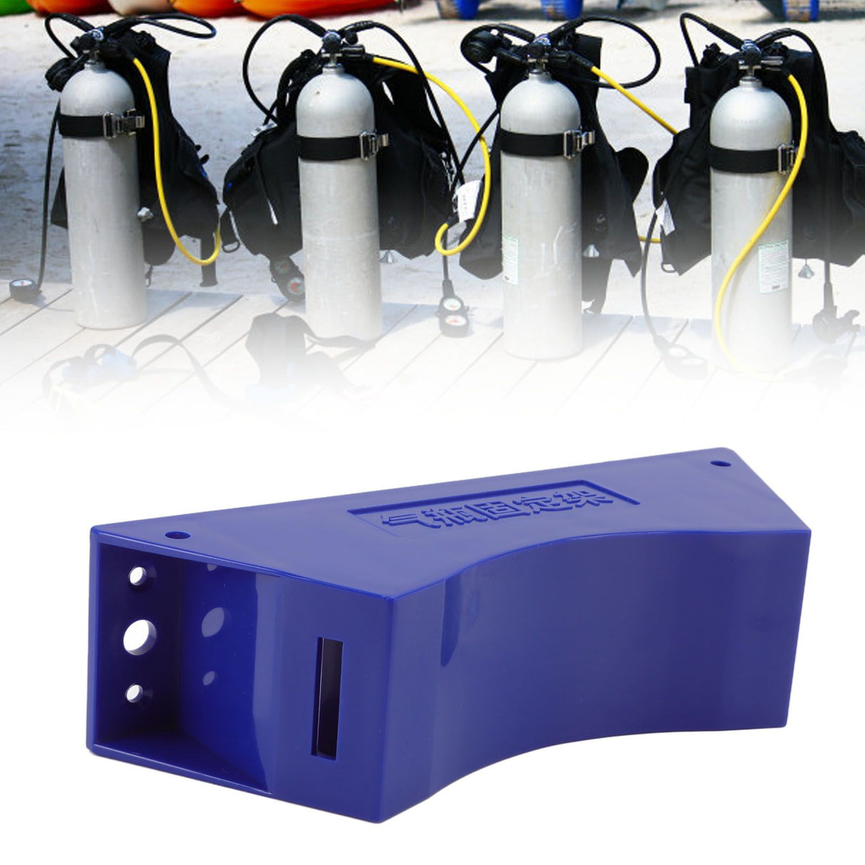 Gas Cylinder Holder Plastic Cylinder Wall Mounted Fixed Bracket with Expansion Screw Safety Strap Blue