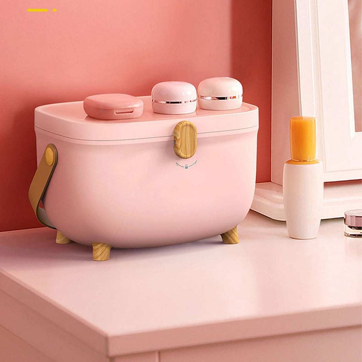 Plastic Medicine Storage Box Oval Double Layers Multi Grid Large Capacity Medical Box Organizer for Home Dorm Pink