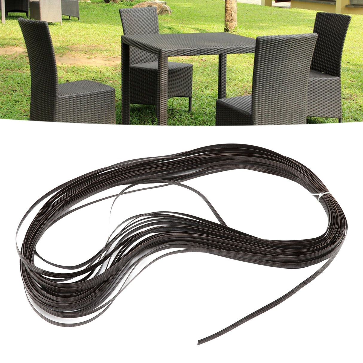 Wicker Repair Kit Plastic Patio Chair Table Sofa Synthetic Rattan Material for Furniture Double Sided Dark Brown