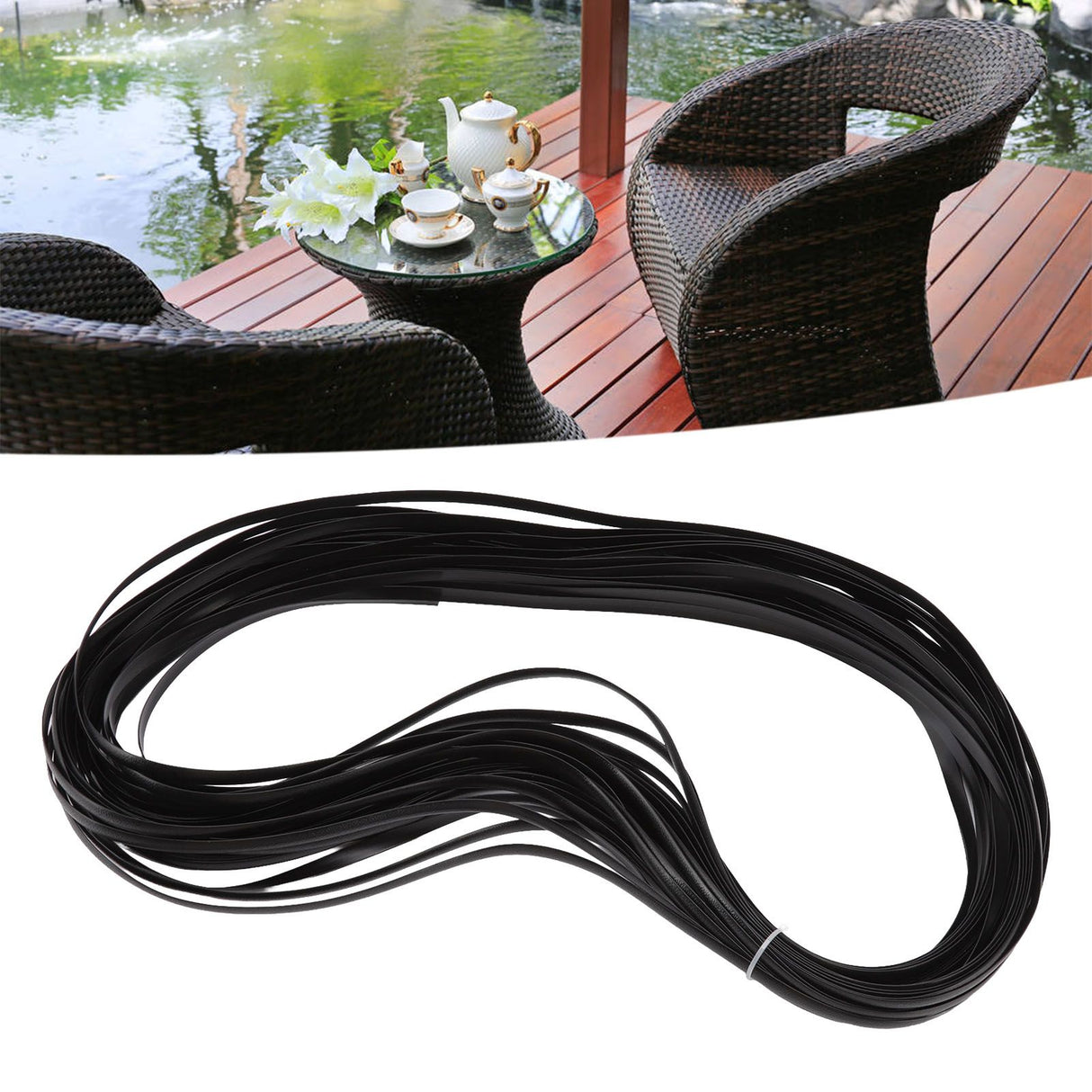 Wicker Repair Kit Plastic Patio Chair Table Sofa Synthetic Rattan Material for Furniture Black