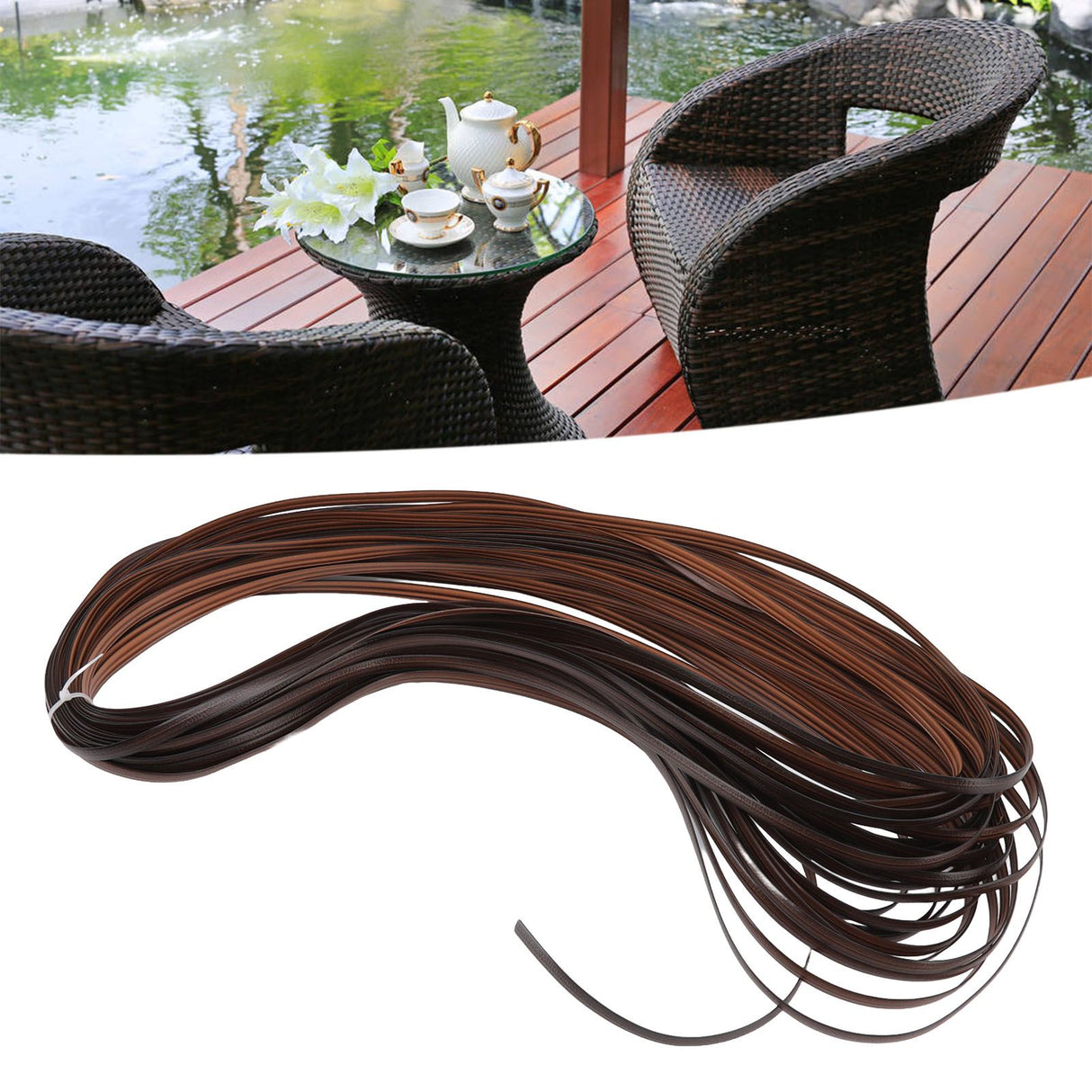 Wicker Repair Kit Plastic Patio Chair Table Sofa Synthetic Rattan Material for Furniture Discolored Brown