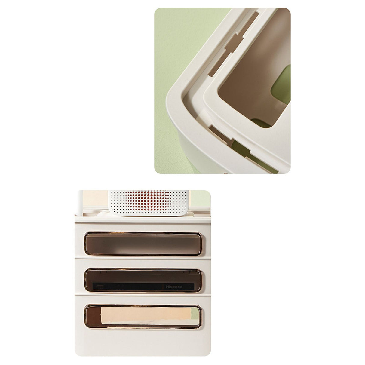 Router Storage Box Multi Hole Detachable Design Plastic Anti Drop Cable Management Case White 3 Layer