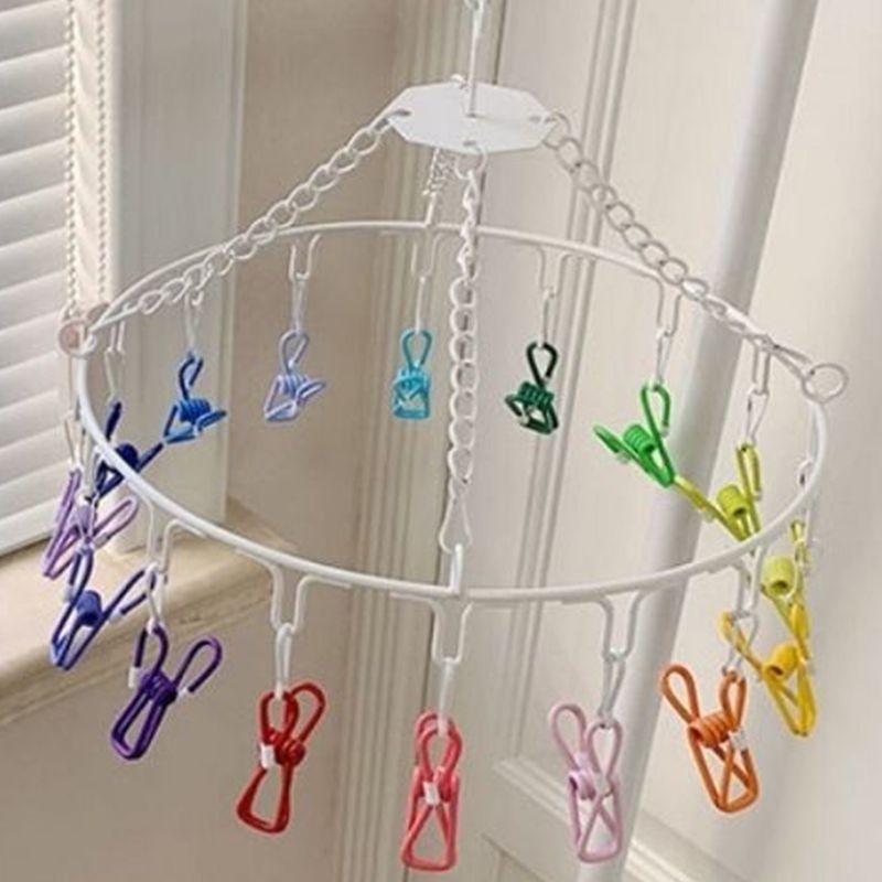 Clips Laundry Rack Dormitory Clamp Circular Clothes Drying Non Drop Multi Function Candy Color 16 Clip